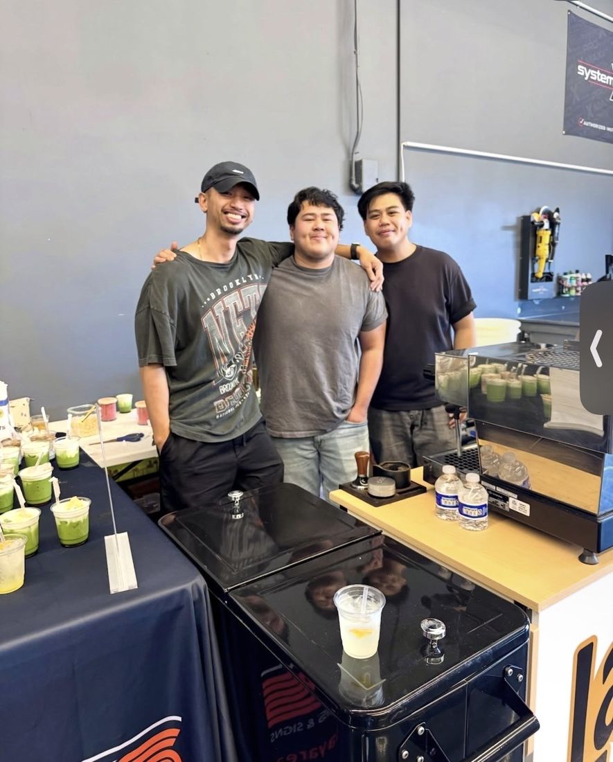 Matcha poured to order at the cart